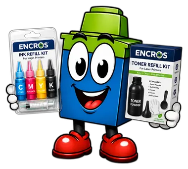 Mascotte Encros avec kits de recharge