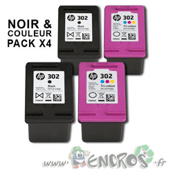 HP Envy 4520 : Eco pack 4 Cartouches HP302 Noire et Couleurs 