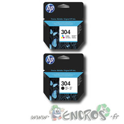 HP Deskjet 3700 series : Pack HP 304 - Pack de Cartouches d'encre HP 304  Couleur et Noire originales 