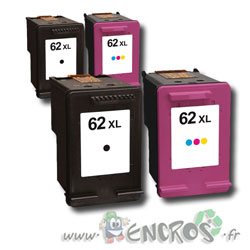 HP : HP 62 XL - Pack de Cartouches d'encre compatibles HP 62XL