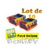 Lot de 10 cartouches compatibles AVEC PUCES : 8 CA C/Y/M/BK + 2