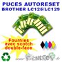 Lot de 4 Puces Auto-Reset BROTHER COULEURS+NOIR LC125/129