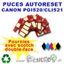Lot de 5 Puces Auto-Reset CANON COULEURS+NOIR CLI521/PGI520