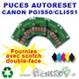 Lot de 5 Puces Auto-Reset CANON COULEURS+NOIR CLI551/PGI550