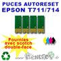 Lot de 4 Puces Auto-Reset EPSON COULEURS + NOIR De T0711 A T0714