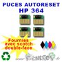 Lot de 4 Puces Auto-Reset NOIR+ COULEUR  HP 364