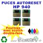 Lot de 4 Puces Auto-Reset NOIR+COULEURS HP 940