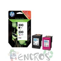 HP CN637EE - LOT de 2 cartouches d'encre HP 300 noir et couleur
