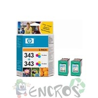 HP 343 - Pack de 2 cartouches HP numero343 C8766EE couleur