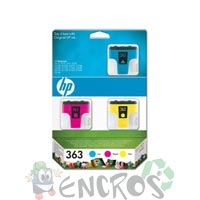 CB333EE - Pack de 3 cartouches HP 363 couleur (cyan, magenta et