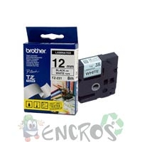 Ruban lamine Brother TZ-231 12mm noir/blanc