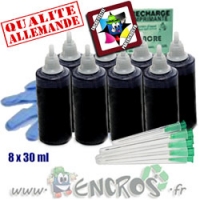 Kit Encre 8x30ML NOIR universelle pour BROTHER