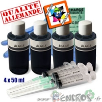 Kit Encre 4x50ML Couleur NOIR universelle pour EPSON