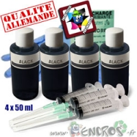 Kit Encre 4x50ML Couleur BLACK universelle pour BROTHER