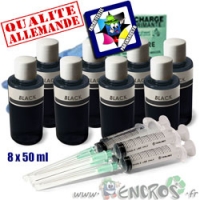 Kit Encre 8x50ML NOIR universelle pour HP