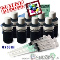 Kit Encre 8x50ML NOIR universelle pour BROTHER