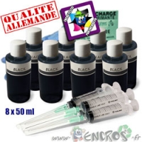 Kit Encre 8x50ML NOIR universelle pour LEXMARK