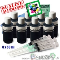 Kit Encre 8x50ML Couleur BLACK 1er PRIX compatible CANON IX