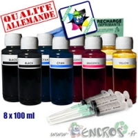 Kit Encre 8x100ML Couleurs universelles pour CANON