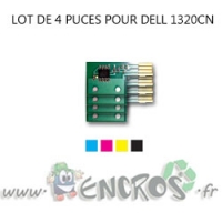 DELL Lot de 4 Puces NOIR+ COULEUR Toner 1320CN