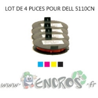 DELL Lot de 4 Puces NOIR+ COULEUR Toner 5110CN