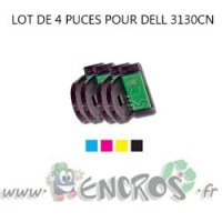 DELL Lot de 4 Puces NOIR+ COULEUR Toner 3130CN