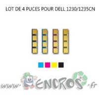 DELL Lot de 4 Puces NOIR+ COULEUR Toner 1230/1235CN