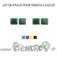 OKIDATA Lot de 4 Puces NOIR+ COULEUR Toner C110/130