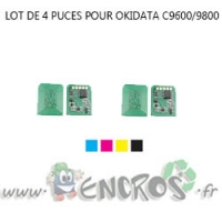 OKIDATA Lot de 4 Puces NOIR+ COULEUR Toner C9600/9800