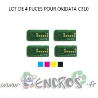 OKIDATA Lot de 4 Puces NOIR+ COULEUR Toner C310