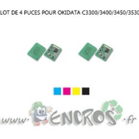 OKIDATA Lot de 4 Puces NOIR+ COULEUR Toner C3300 et plus