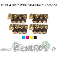 SAMSUNG Lot de 4 Puces NOIR+ COULEUR Toner CLP 500/550