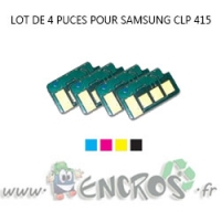 SAMSUNG Lot de 4 Puces NOIR+ COULEUR Toner CLP 415