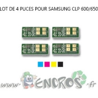 SAMSUNG Lot de 4 Puces NOIR+ COULEUR Toner CLP 600/650