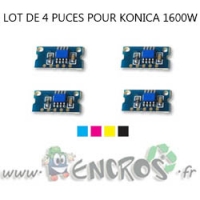 KONICA MIN. Lot de 4 Puces NOIR+ COULEUR Toner 1600W