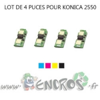 KONICA MIN. Lot de 4 Puces NOIR+ COULEUR Toner 2550