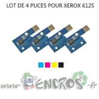 XEROX Lot de 4 Puces NOIR+ COULEUR Toner Phaser 6125