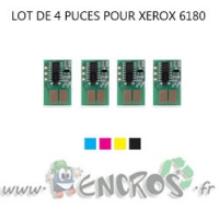 XEROX Lot de 4 Puces NOIR+ COULEUR Toner Phaser 6180