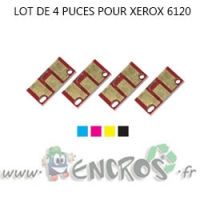 XEROX Lot de 4 Puces NOIR+ COULEUR Toner Phaser 6120