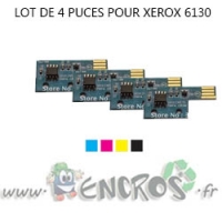 XEROX Lot de 4 Puces NOIR+ COULEUR Toner Phaser 6130