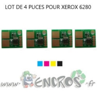 XEROX Lot de 4 Puces NOIR+ COULEUR Toner Phaser 6280