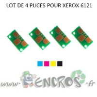 XEROX Lot de 4 Puces NOIR+ COULEUR Toner Phaser 6121