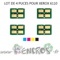 XEROX Lot de 4 Puces NOIR+ COULEUR Toner Phaser 6110