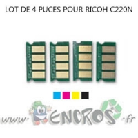 RICOH Lot de 4 Puces NOIR+ COULEUR Toner C220N