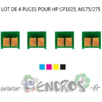 HP Lot de 4 Puces NOIR+ COULEUR Toner LaserJet CP1025 et plus