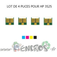 HP Lot de 4 Puces NOIR+ COULEUR Toner LaserJet CP3525