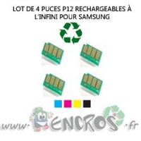 Samsung Lot de 4 Puces NOIR+ COULEUR Toner Série P12