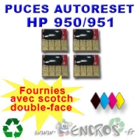 Lot de 4 Puces Auto-Reset NOIR + COULEUR HP 950/951