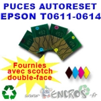 Lot de 4 Puces Auto-Reset EPSON COULEURS+NOIR De T0611 a T0614