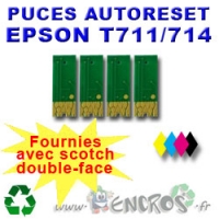 Lot de 4 Puces Auto-Reset EPSON COULEURS + NOIR De T0711 A T0714